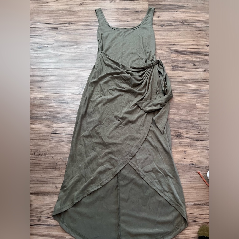 Green fitted asymmetrical dress